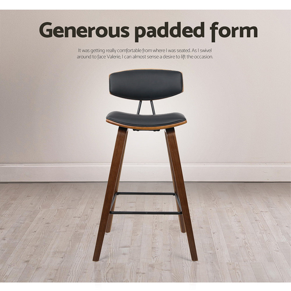 2x Vintage Leather Padded w/Backrest Bar Stools