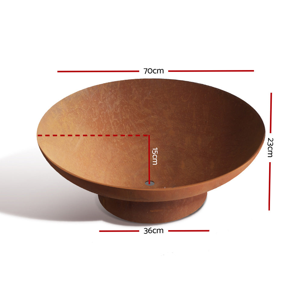 Brunswick Rustic Steel Bowl Fire Pit 70cm