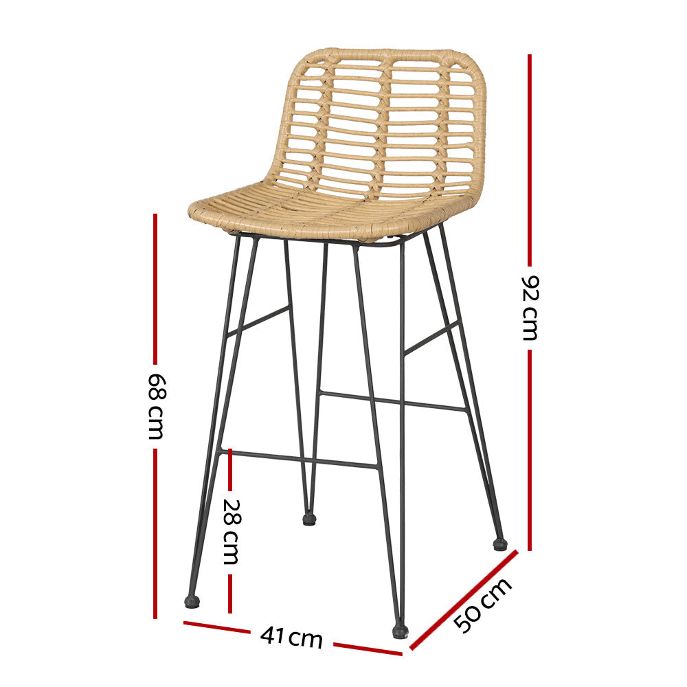 2x Bar Stools Rattan Nature