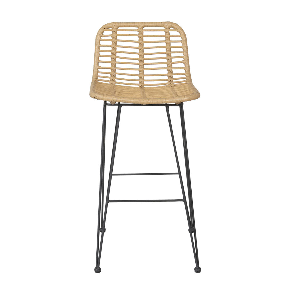 2x Bar Stools Rattan Nature
