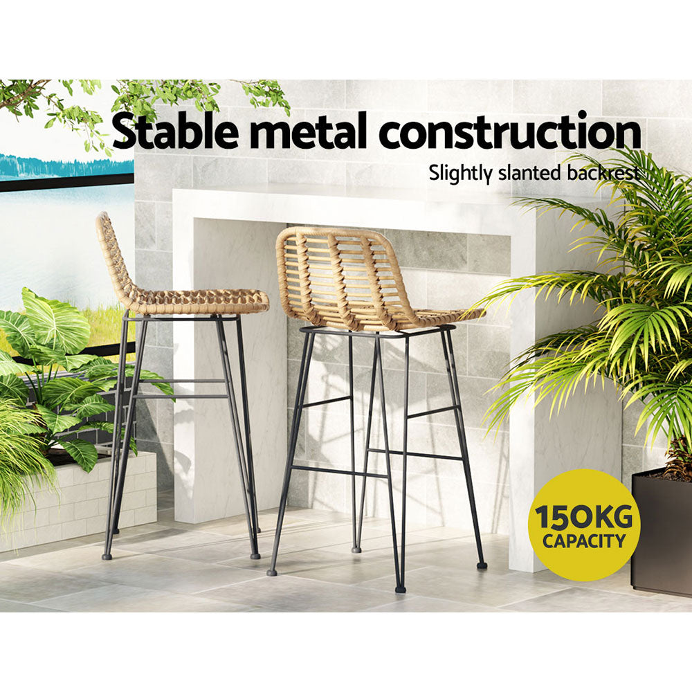 2x Bar Stools Rattan Nature