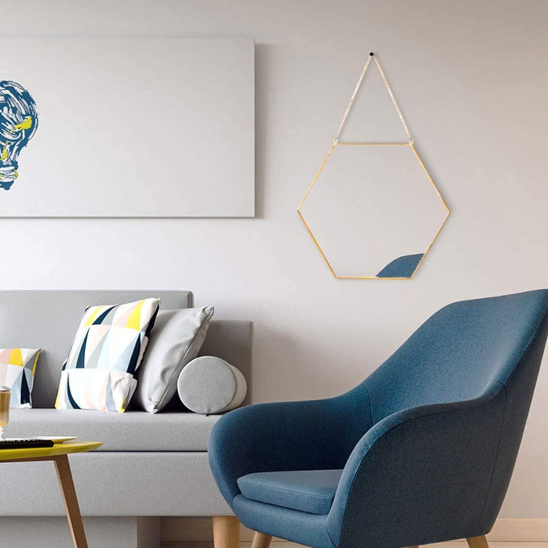 Hanging Wall Mirror Decor (Gold Color)