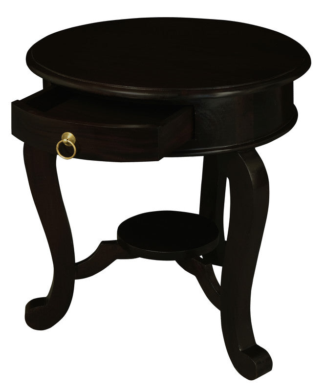 Emilia 1 Drawer Solid Mahogany Timber Lamp Table (Chocolate)