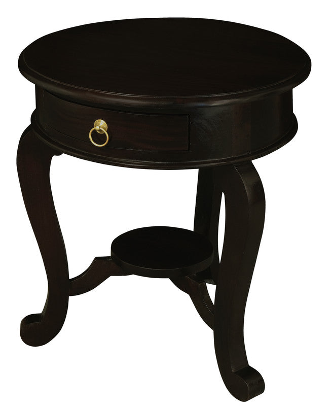 Emilia 1 Drawer Solid Mahogany Timber Lamp Table (Chocolate)