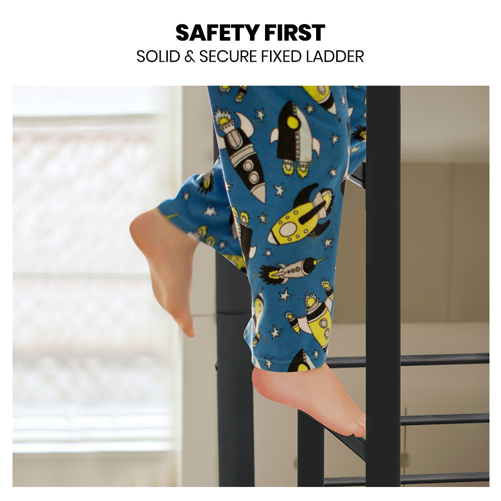 Single Size Slumber 2in1 Metal Bunk Bed Frame, with Modular Design, Dark Matte Grey