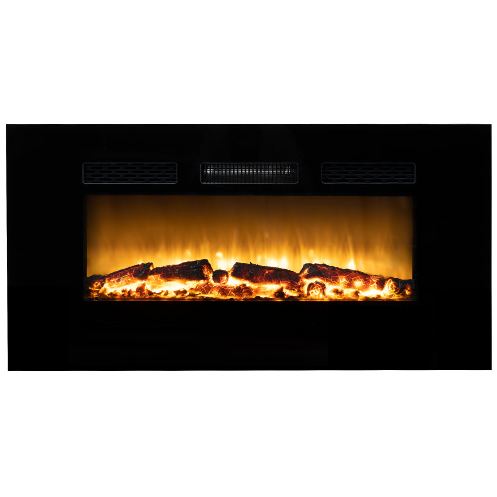 100cm Electric Fireplace Heater Wall Mounted 1800W Stove with Log Flame Effect