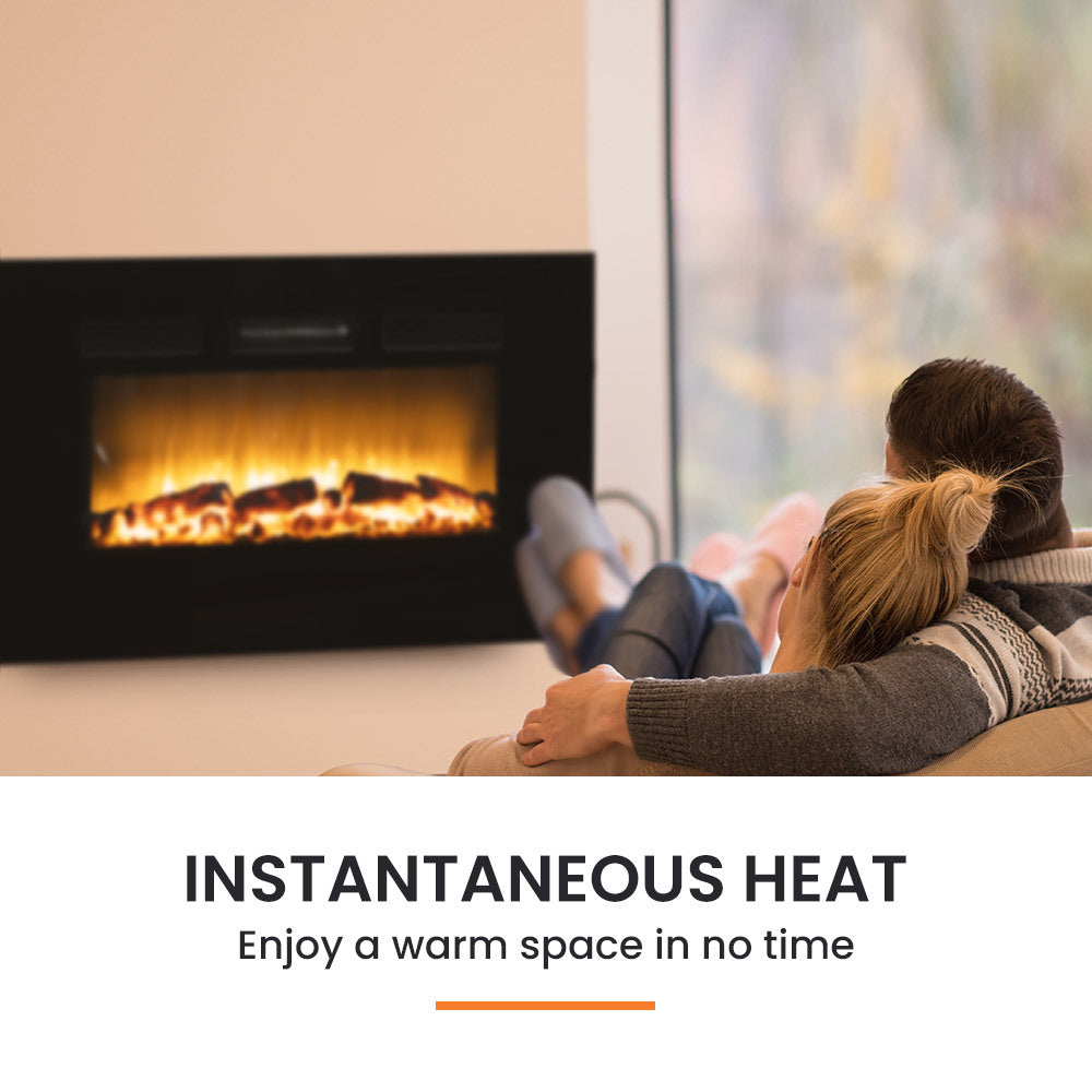 100cm Electric Fireplace Heater Wall Mounted 1800W Stove with Log Flame Effect