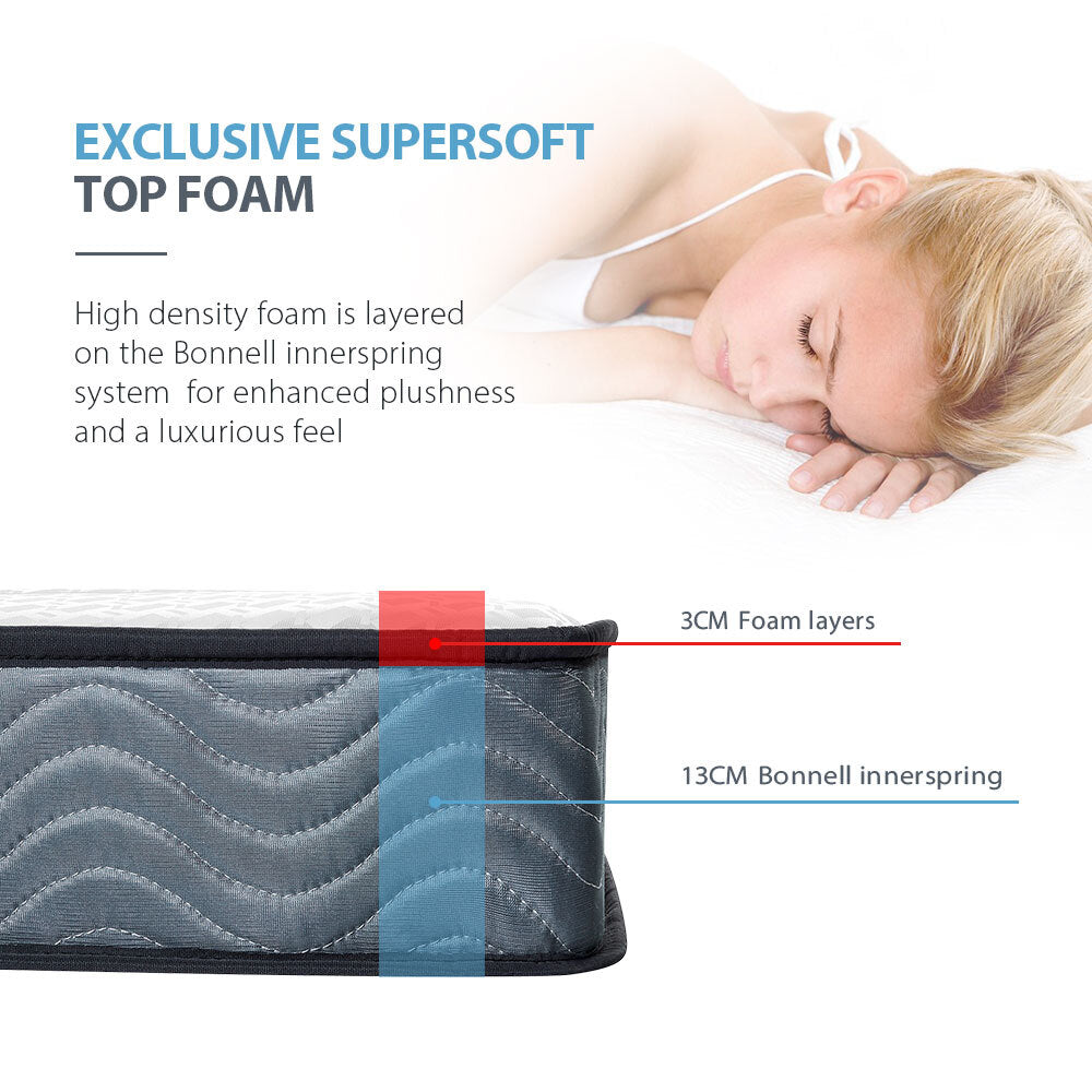 Double Bed Size Slumber Mattress Bonnell Spring Bedding Firm Foam Top 16CM