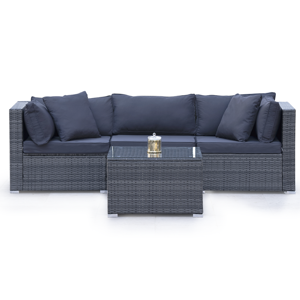 4 Piece 3 Seater Modular Outdoor Lounge Setting incl. Coffee Table, Grey