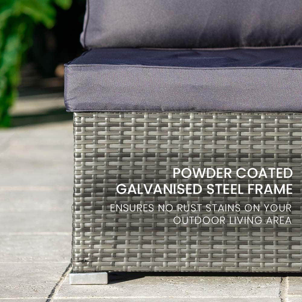 4 Piece 3 Seater Modular Outdoor Lounge Setting incl. Coffee Table, Grey