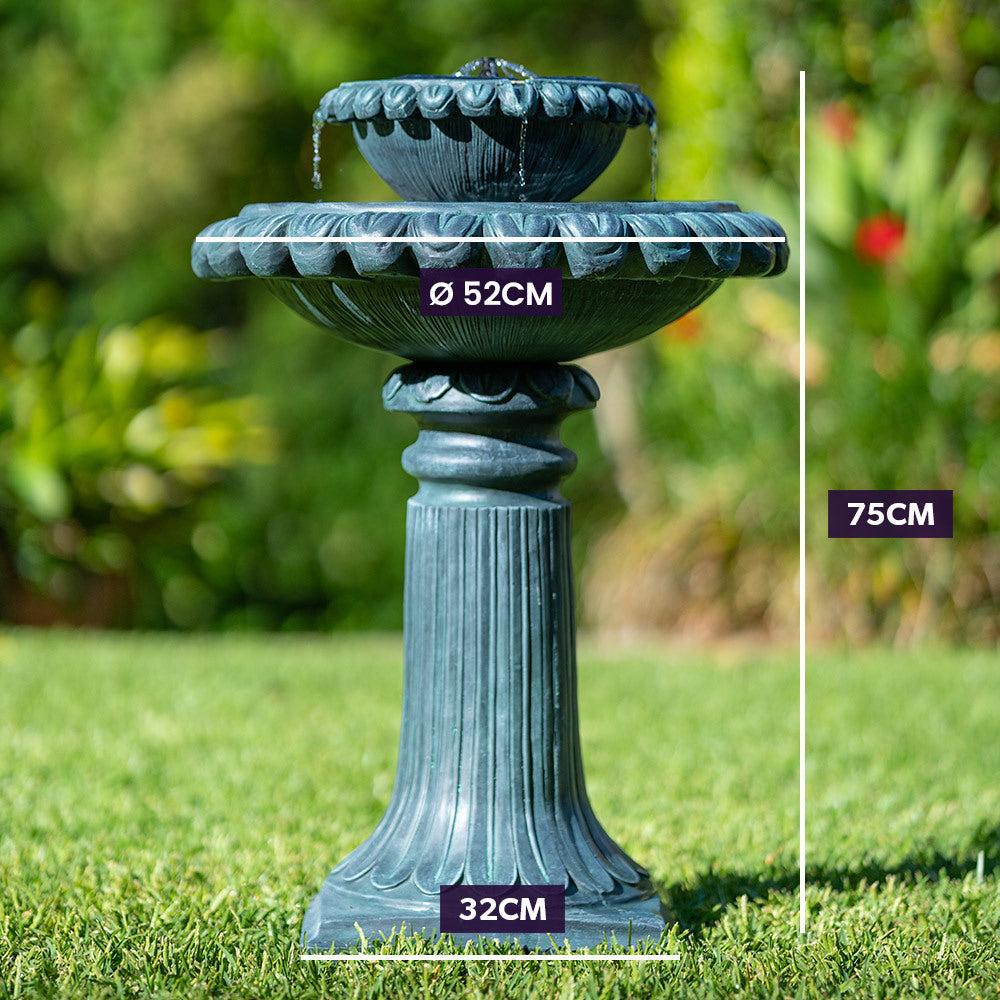 Water Fountain Solar Powered Battery Outdoor Bird Bath with LED Lights