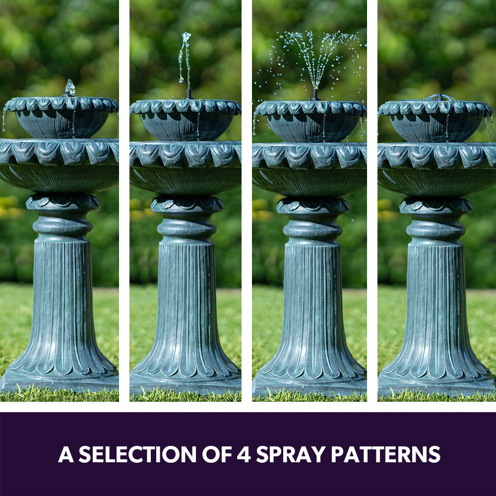 Water Fountain Solar Powered Battery Outdoor Bird Bath with LED Lights