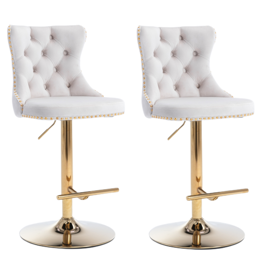 2x Height Adjustable Swivel Bar Stool  with Footrest