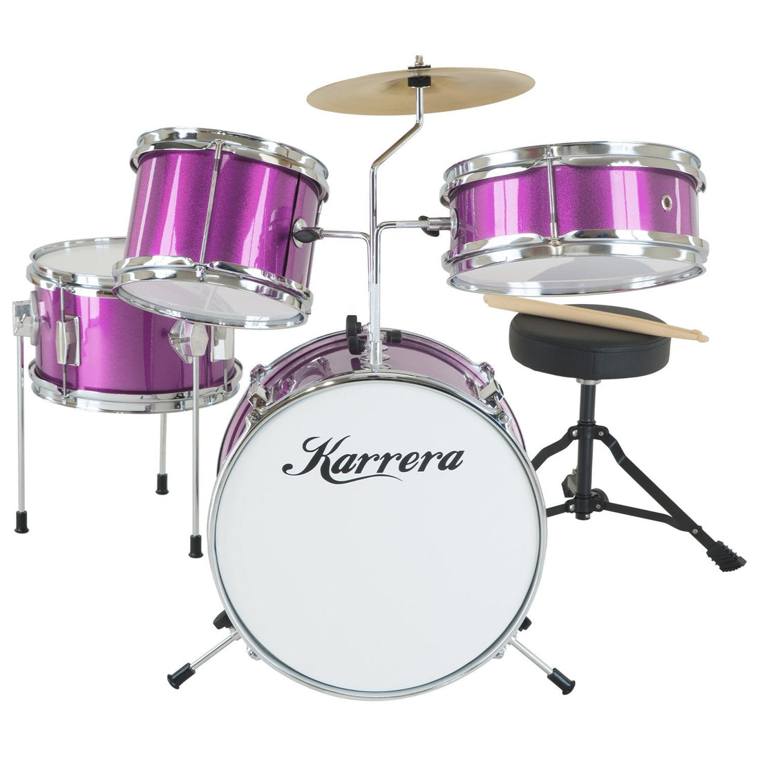 Childrens 4pc Drum Kit - Purple