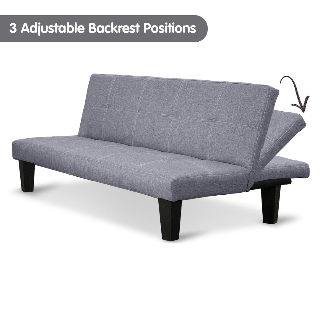 2 Seat Sofa Bed Lounge Couch Futon Furniture Seat Adjustable Suite Dark Grey
