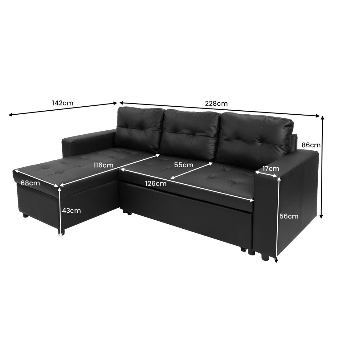 3 Seat Corner Sofa Linen Lounge Couch L-shaped Modular Furniture Home Chaise Grey