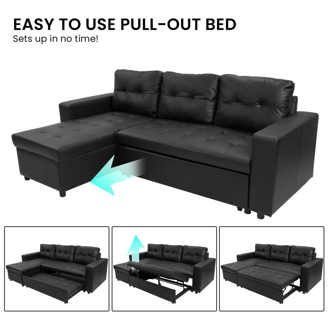 3 Seat Corner Sofa Linen Lounge Couch L-shaped Modular Furniture Home Chaise Grey