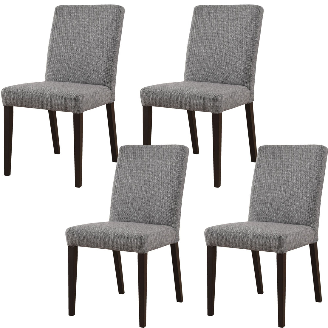 Dining Chair Set of 4 Fabric Upholstered Solid Acacia Wood - Granite
