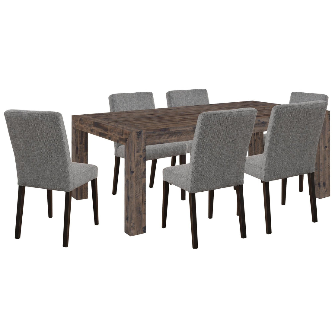 7pc Dining Set 180cm Table with 6 Solid Wood Fabric Chair
