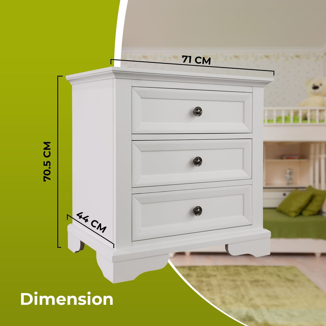 4pc Bedside Dresser Mirror Bedroom Chest of Drawers Set Cabinet - White