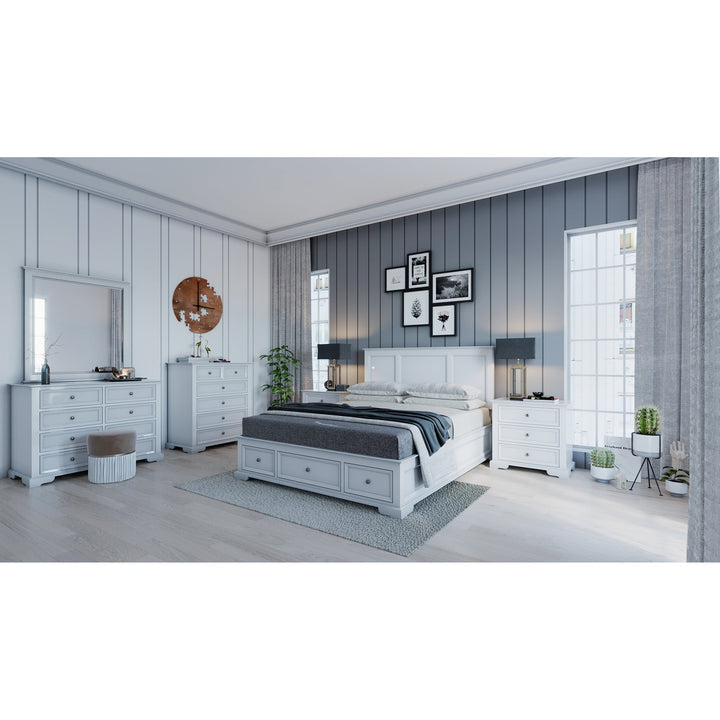 4pc Bedside Dresser Mirror Bedroom Chest of Drawers Set Cabinet - White