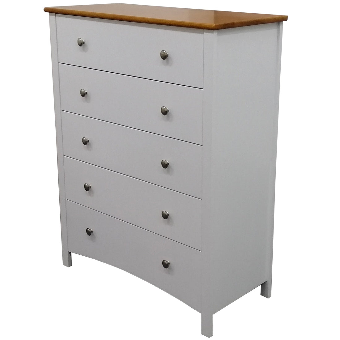 5 Drawer Chest Solid Rubber Wood Bed Storage Cabinet - White