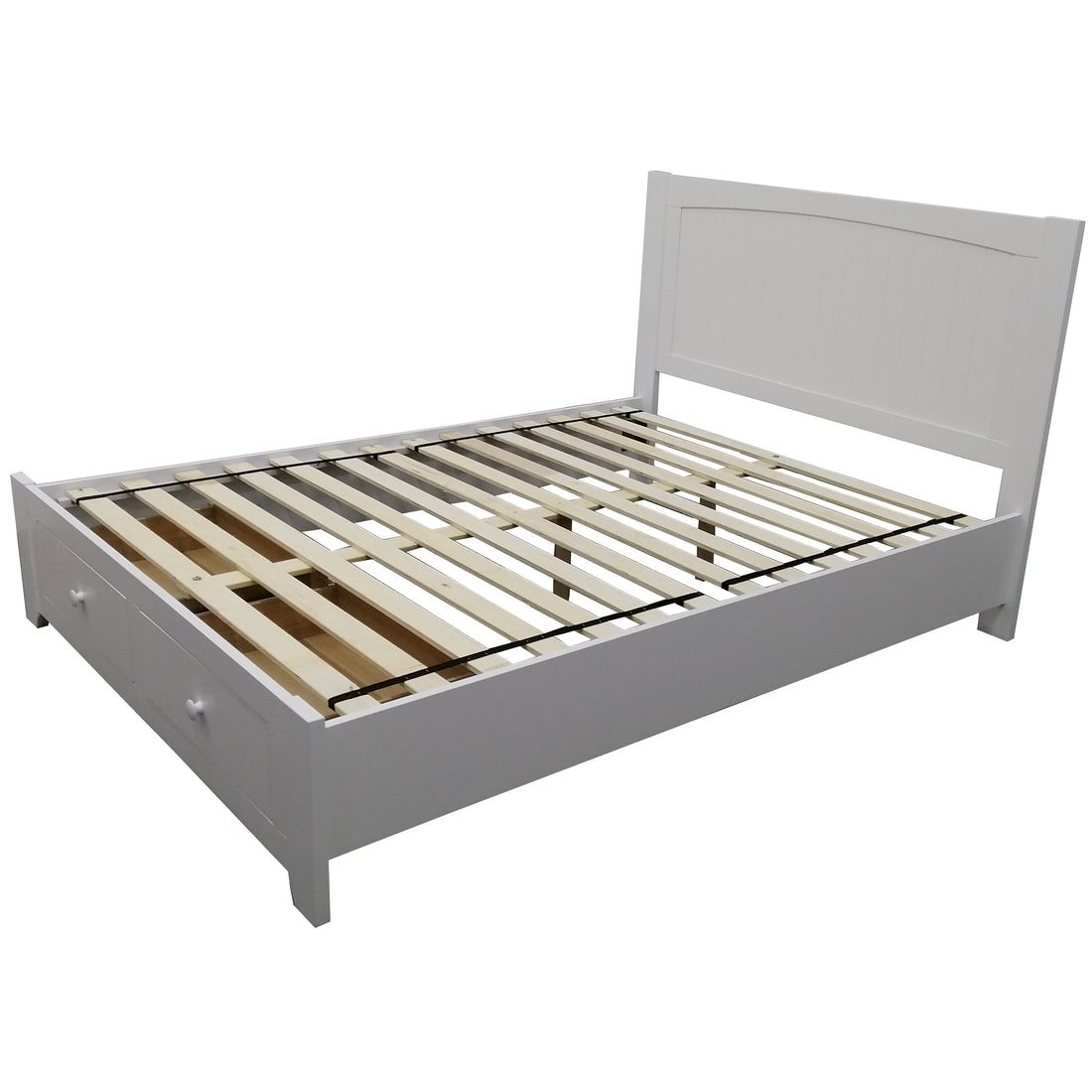 4pc Queen Bed Suite Bedside Tallboy Bedroom Set Furniture Package - WHT