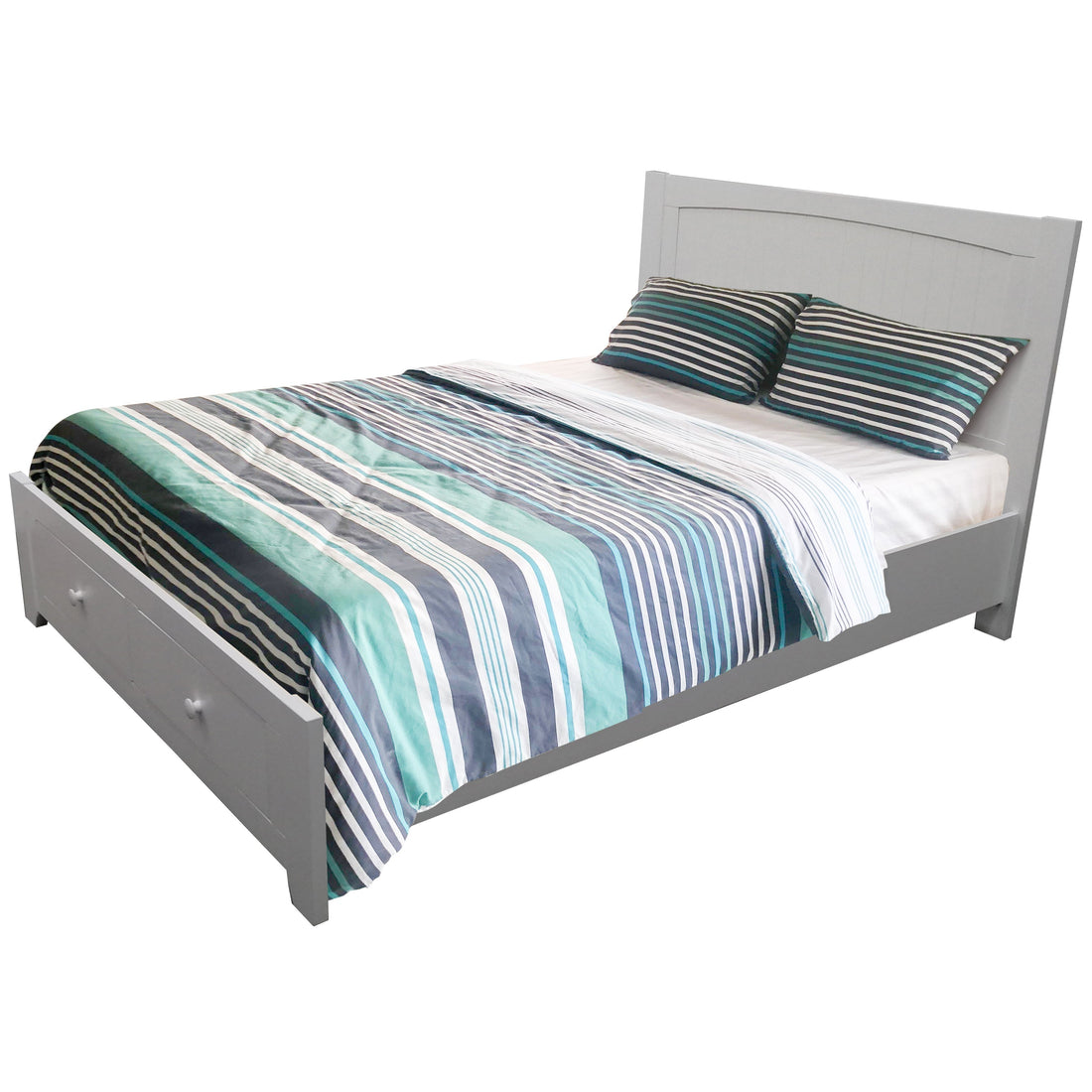 4pc Queen Bed Suite Bedside Tallboy Bedroom Set Furniture Package - WHT