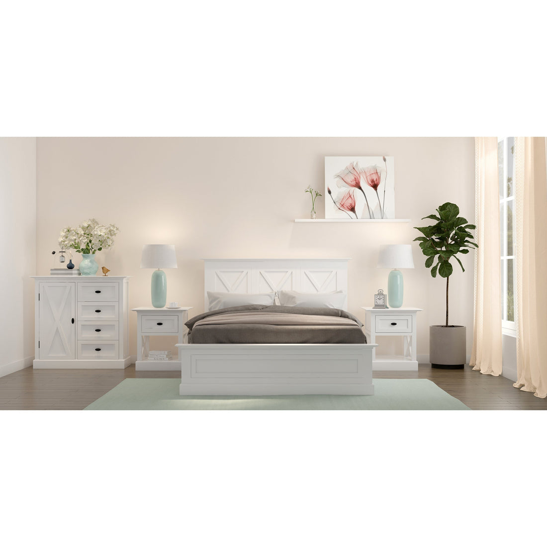Beechworth Bedside Tables 1 Drawer Storage Cabinet Shelf Side End Table - White