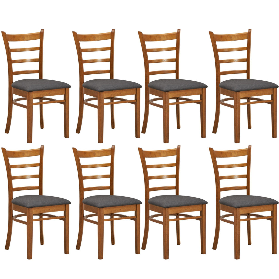 Set of 8 Crossback Solid Rubber Wood Fabric Seat - Walnut