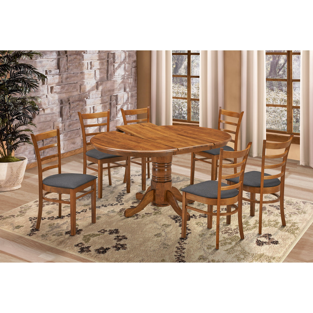 Set of 8 Crossback Solid Rubber Wood Fabric Seat - Walnut