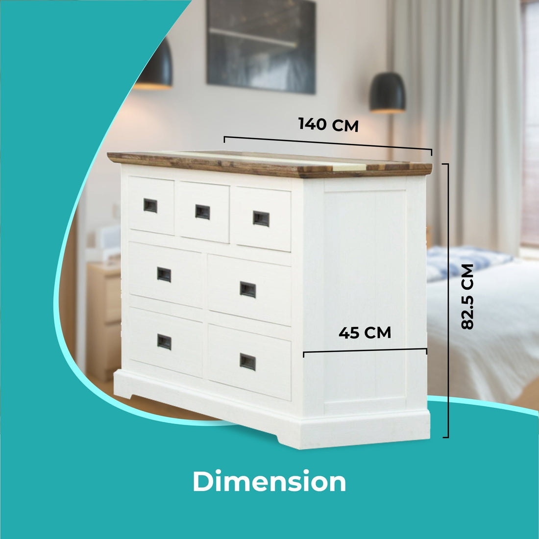 7 Chest of Drawers Solid Wood Storage Cabinet - Multi Color
