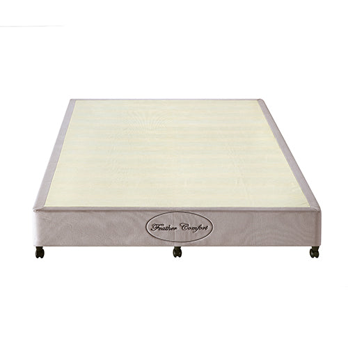 Queen Size Mattress Base Ensemble Solid Wooden Slat in Beige with Removable Cover