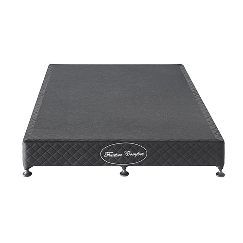 Queen Size Mattress Base Ensemble Solid Wooden Slat in Black with Removable Cover