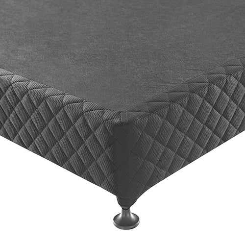 Queen Size Mattress Base Ensemble Solid Wooden Slat in Black with Removable Cover