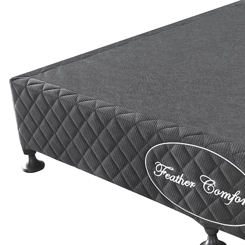 Queen Size Mattress Base Ensemble Solid Wooden Slat in Black with Removable Cover