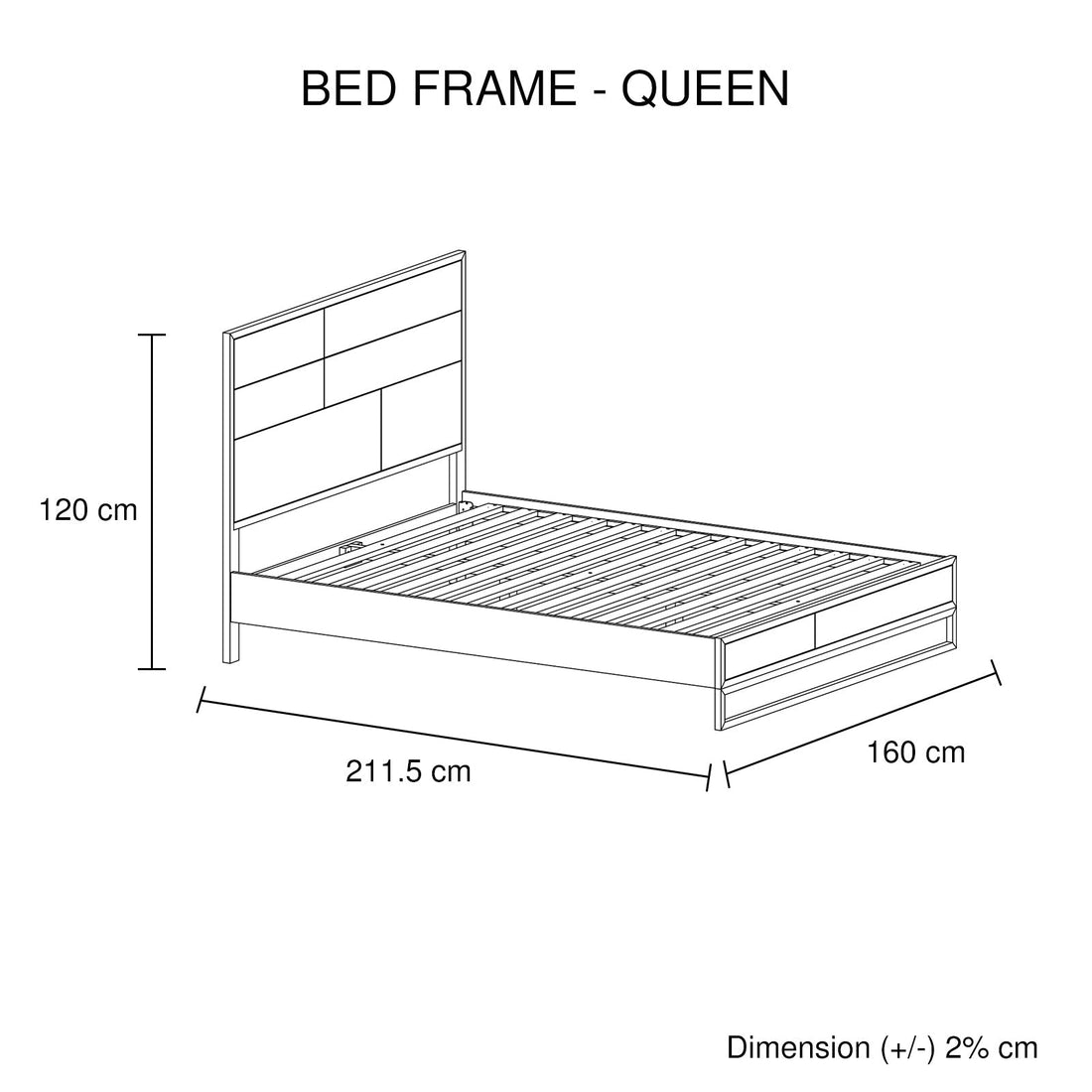 4 Pieces Queen Size Bedroom Suite made in Solid Wood Acacia
