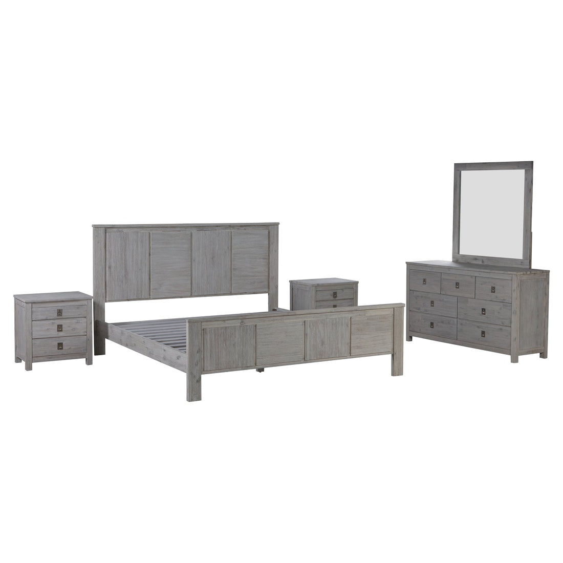 4 Pieces King Size Bedroom Suite with Solid Acacia Wood