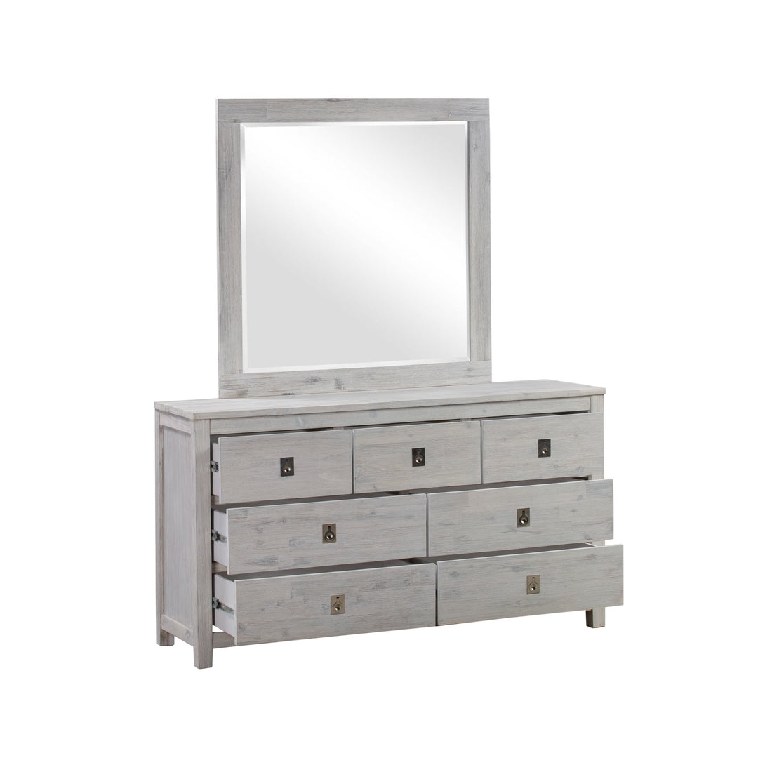 4 Pieces Queen Size Bedroom Suite with Solid Acacia Wood